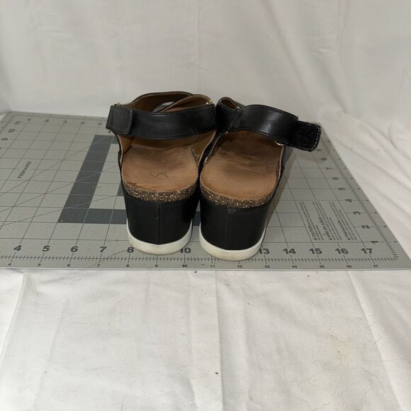 Sudini Black Pamela Leather Sandals Women's Size 10M Platform Criss Cross - Picture 4 of 7